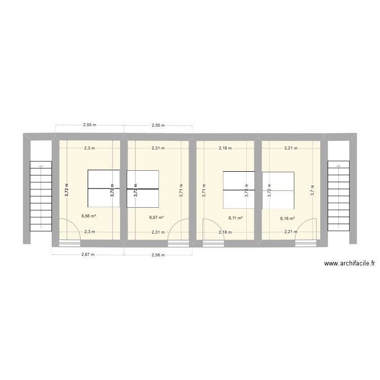 Moliere lounge 1. Plan de 4 pièces et 33 m2