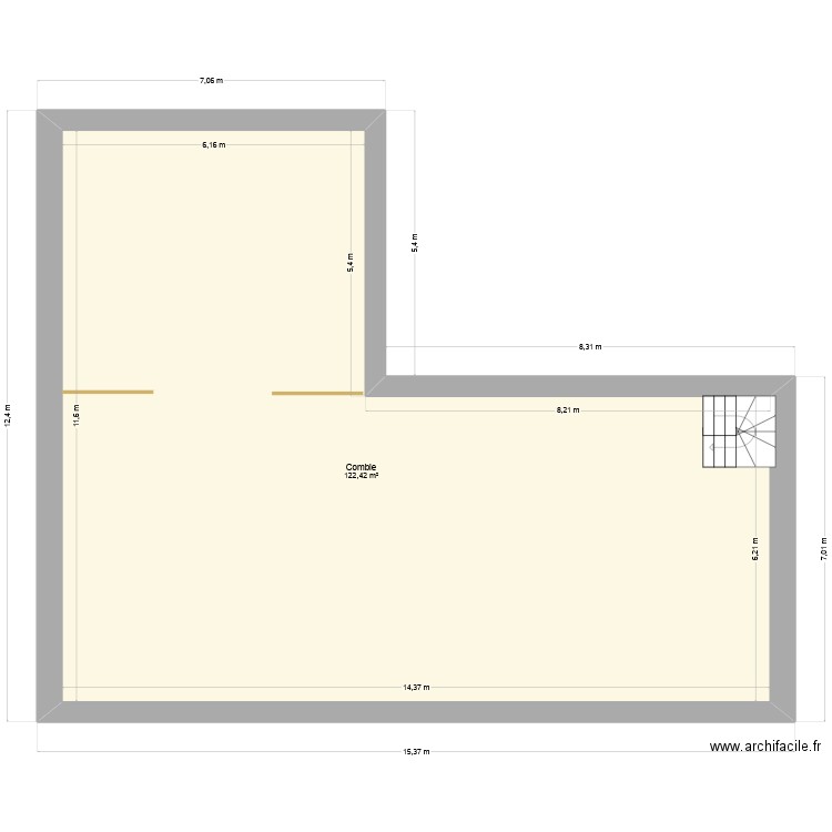 COMBLES A AMENAGER. Plan de 1 pièce et 122 m2