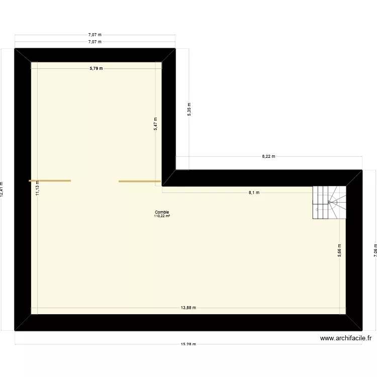 COMBLES A AMENAGER. Plan de 1 et 110 m² COMBLES A AMENAGER. Plan de 1 et 110 m²