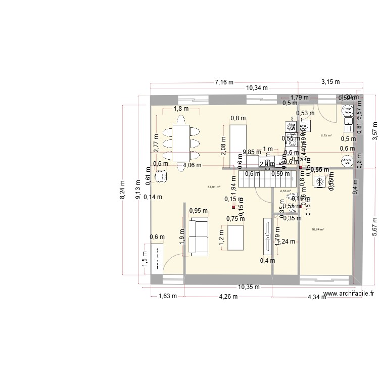 cuisine. Plan de 13 pièces et 163 m2