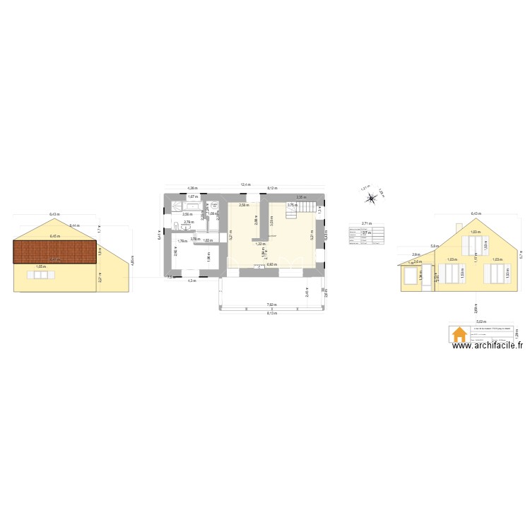 maison. Plan de 2 pièces et 70 m2