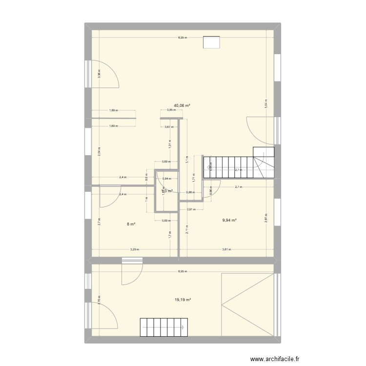 plan 4 MB. Plan de 5 pièces et 89 m2