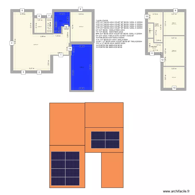 clavaud. Plan de 12  et 131 m²