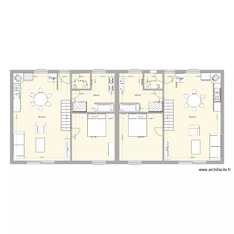 maison. Plan de 8  et 128 m²