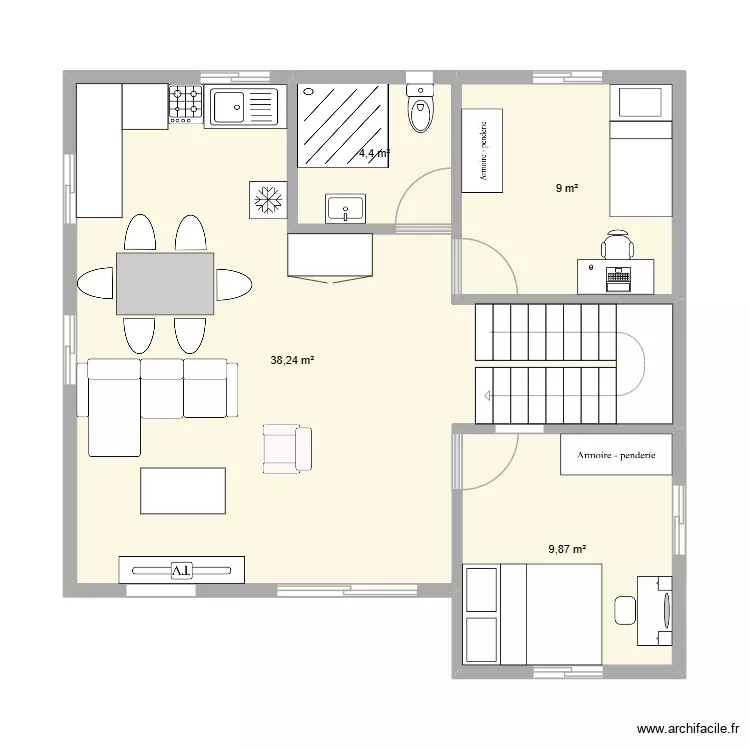 Plan B. Plan de 4  et 62 m²