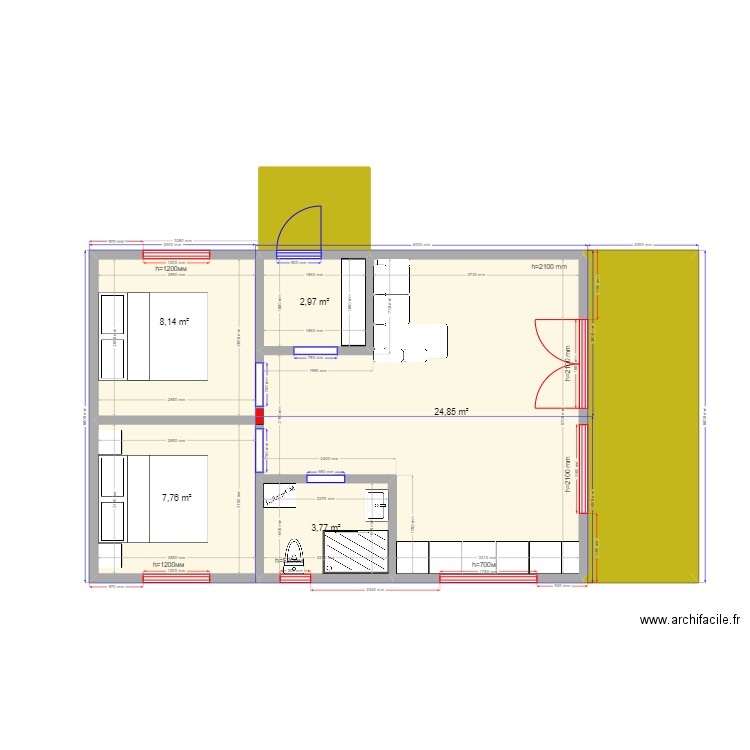 54 ст Ступино кар. Plan de 7 pièces et 61 m2