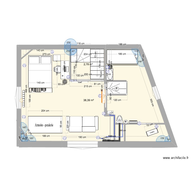 PLAN Blaise Iri2. Plan de 3 pièces et 42 m2