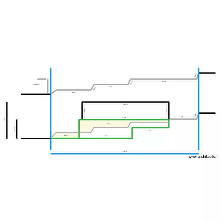 studio. Plan de 2 pièces et 13 m²