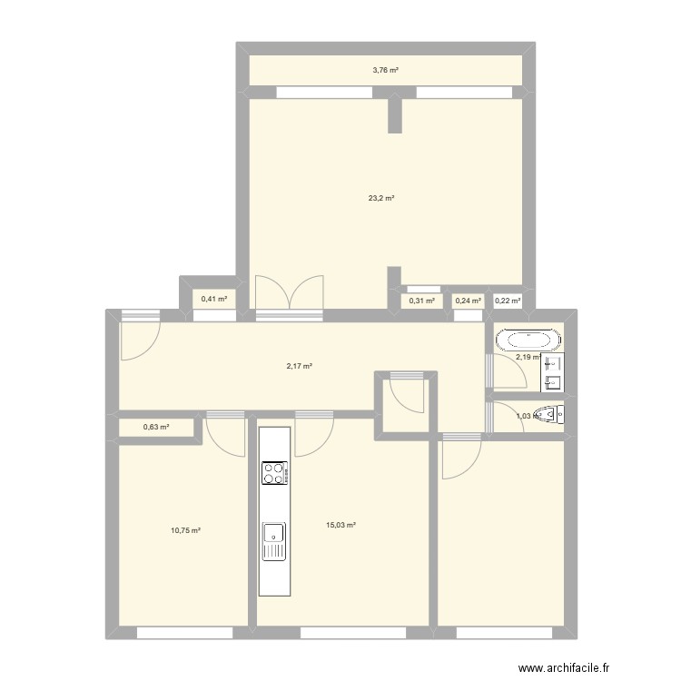 collines estanove. Plan de 12 pièces et 71 m2