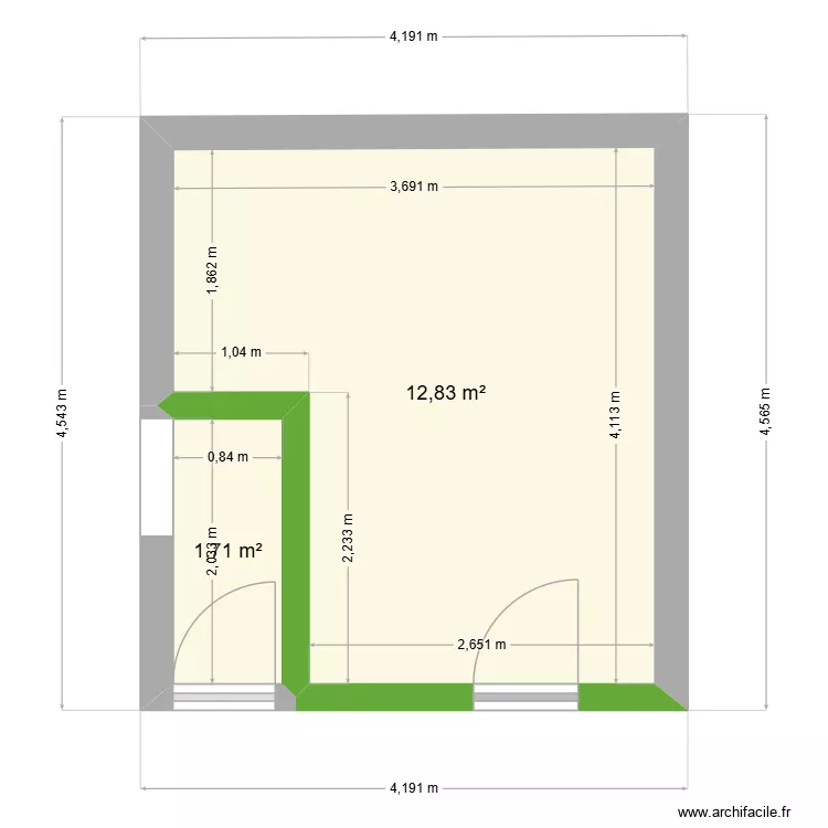 Chambre Thomas 27 07 2026. Plan de 2  et 15 m²