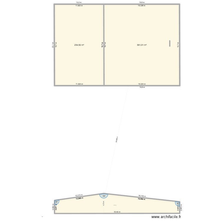 HANHAR COUPE.. Plan de 3 pièces et 711 m2