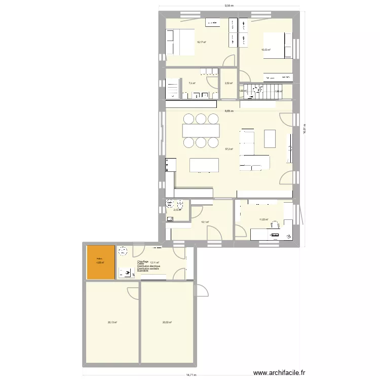 Ch&ecirc;ne Paquier 9b. Plan de 14  et 183 m²
