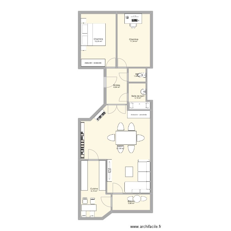 appartement mochiiiii fait par adri. Plan de 8 pièces et 78 m2