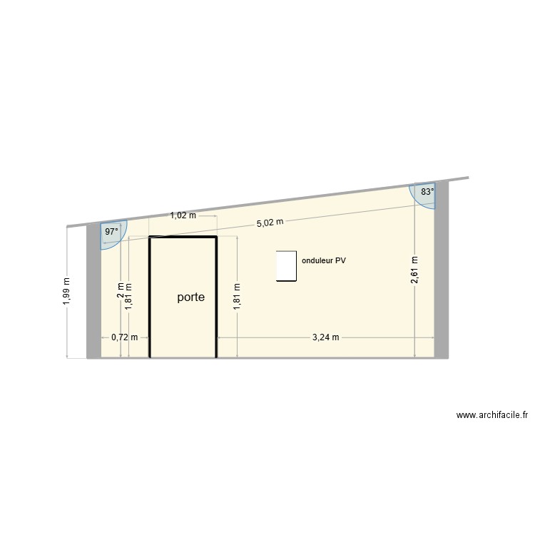 carp. Plan de 2 pièces et 11 m2