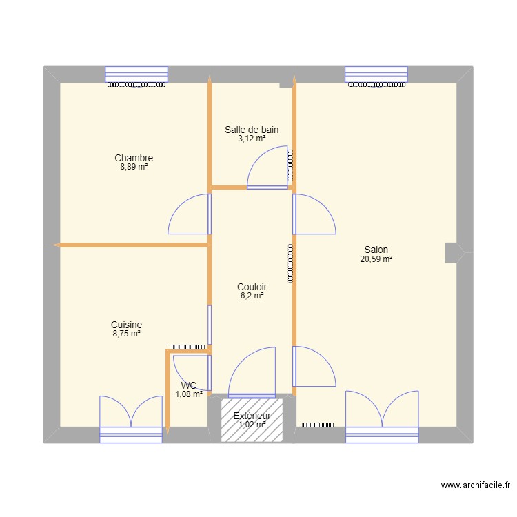 Maison Moelan. Plan de 7 pièces et 50 m2