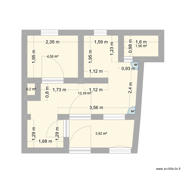 Plan App2C. Plan de 5 pièces et 23 m2