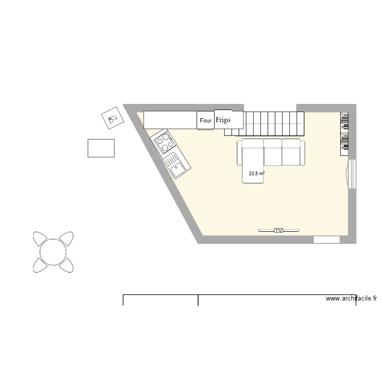 maison 3. Plan de 1 pièce et 24 m2