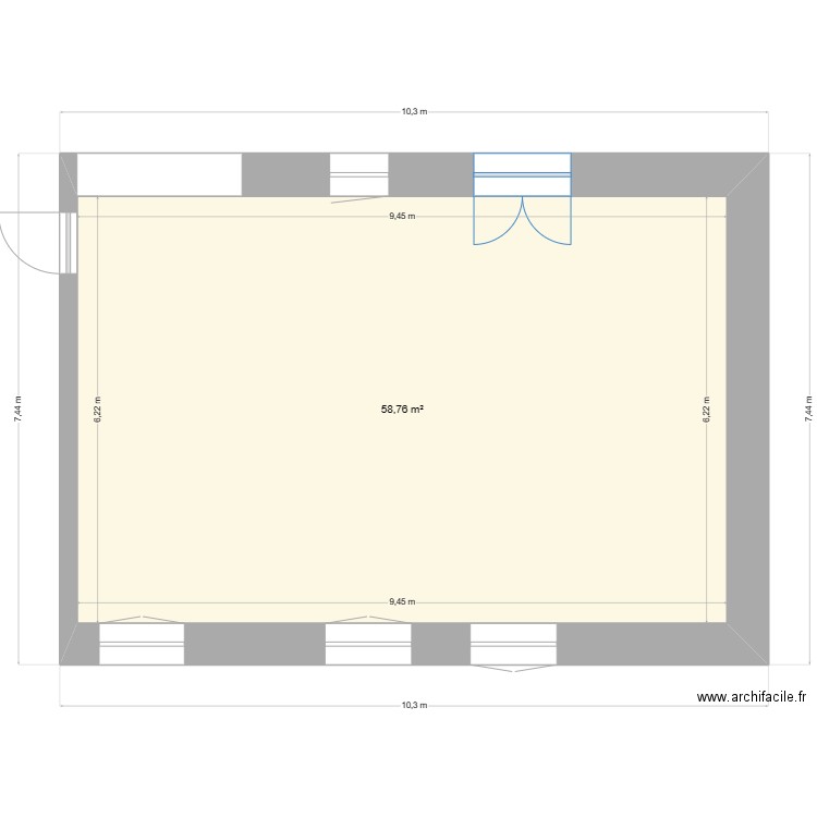 Projet. Plan de 1 pièce et 59 m2