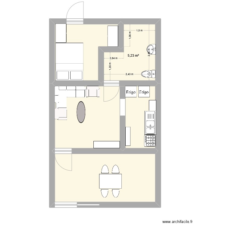 VAD 2. Plan de 4 pièces et 36 m2