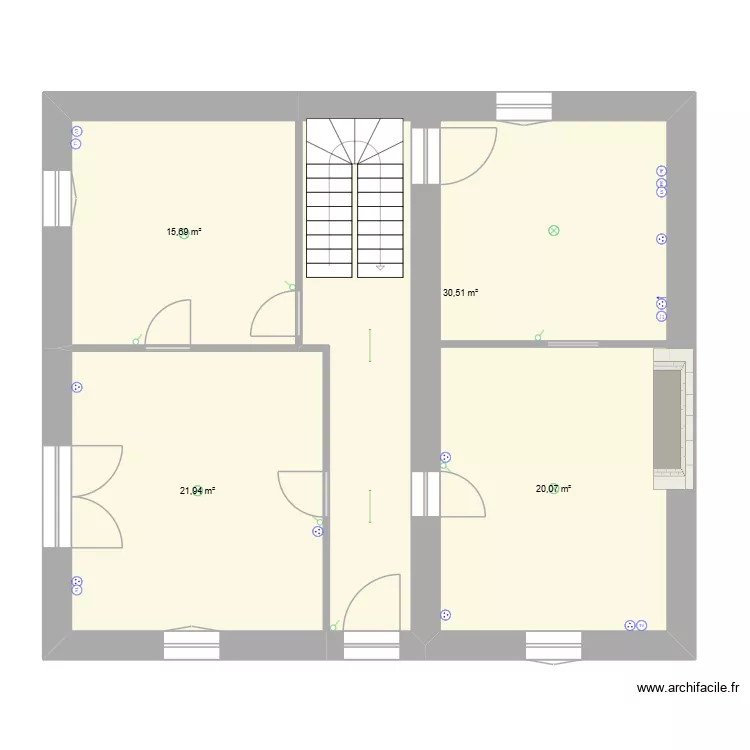 rez de chauss&eacute;e. Plan de 4  et 88 m²