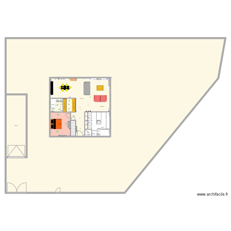 colonieu rdc sur terrain. Plan de 9 pièces et 973 m2