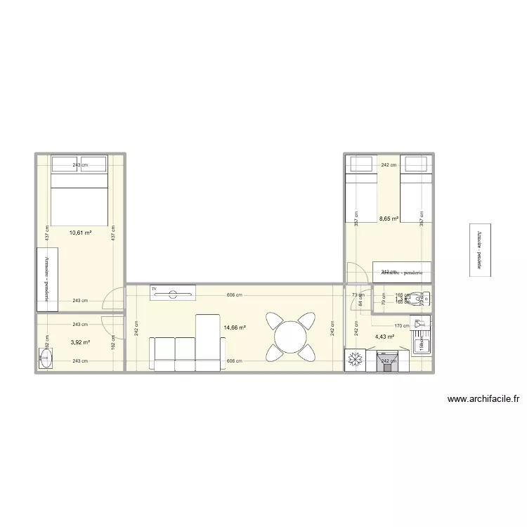 Plan Contenaire 6 + 12, 4-6 pers. Plan de 