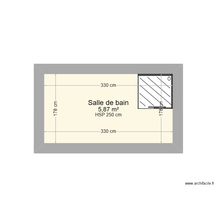 PLAN LECLERC SALLE DE BAIN. Plan de 1 pièce et 6 m2