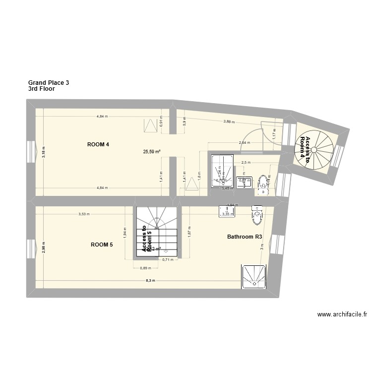 Grand Place. Plan de 19 pièces et 203 m2