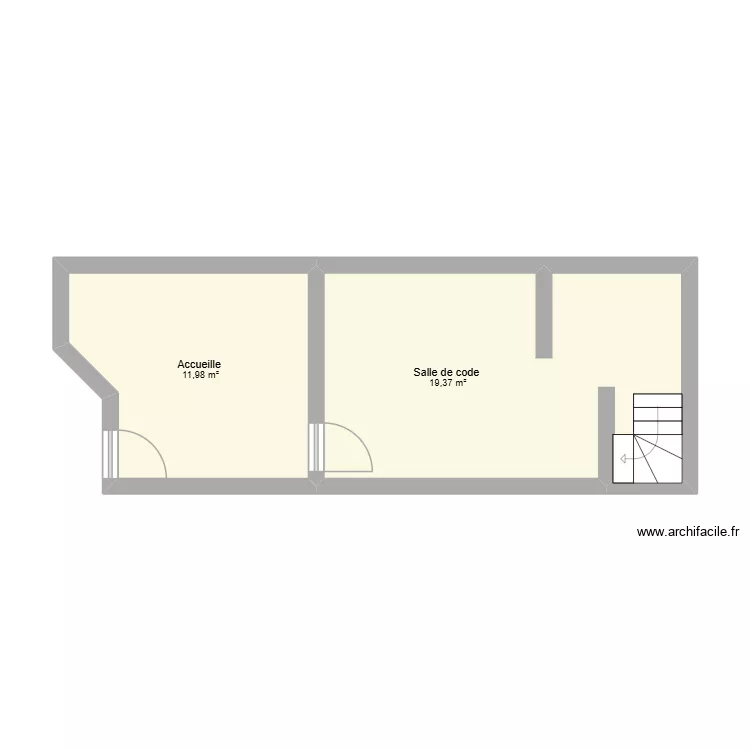 plan auto ecole. Plan de 2 pièces et 31 m²
