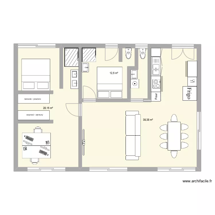 maison ah ave. Plan de 3  et 80 m²
