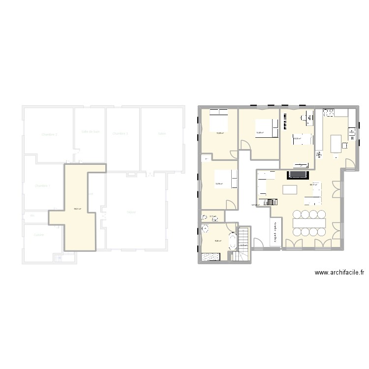 Version3. Plan de 10 pièces et 170 m2