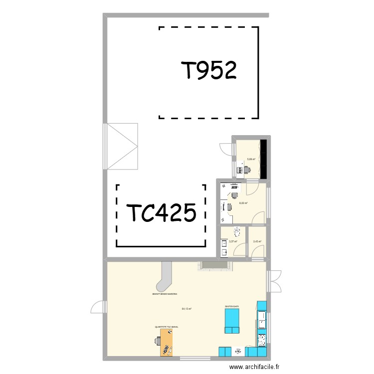 Entreprise M&D. Plan de 5 pièces et 83 m2
