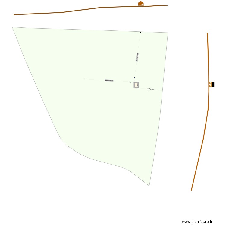 pente du terrain. Plan de 2 pièces et 52 m2