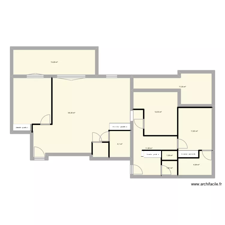 plan travaux. Plan de 10  et 132 m²