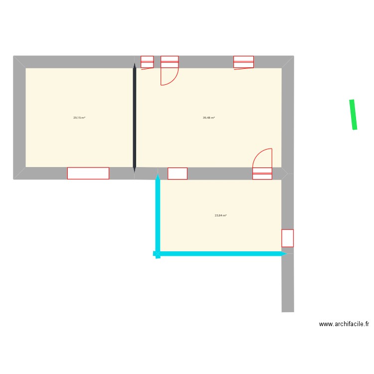 Cosman bb 2. Plan de 3 pièces et 92 m2