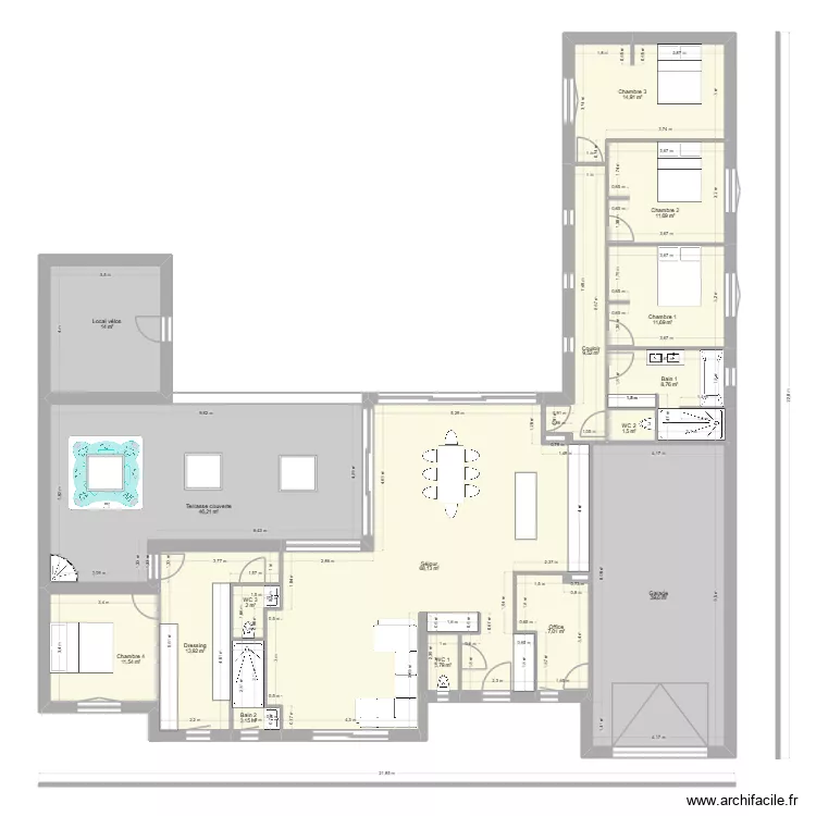 Projet. Plan de 20  et 266 m²
