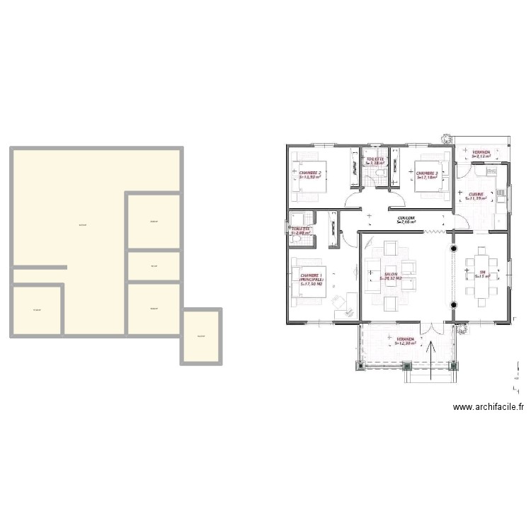 A faire. Plan de 6 pièces et 230 m2