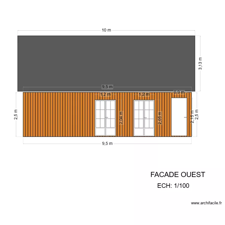 FACADE OUEST. Plan de 