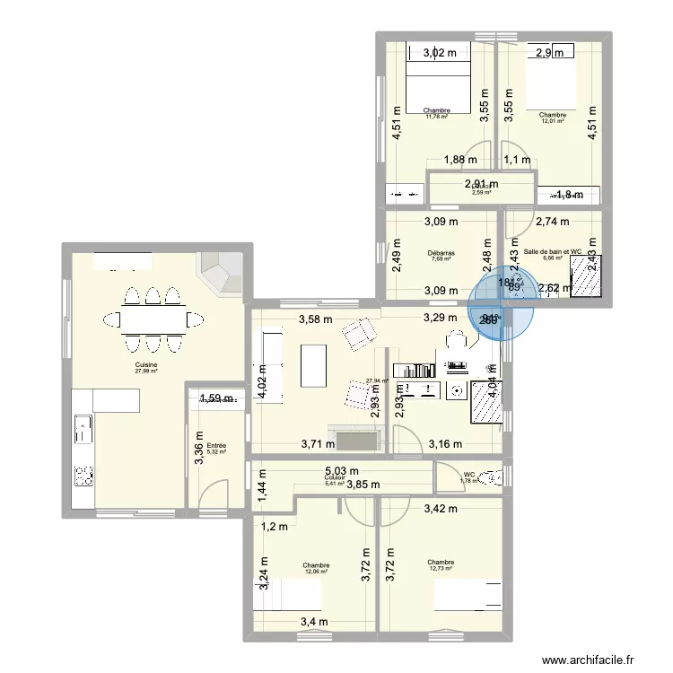 maison 2. Plan de 12  et 134 m²