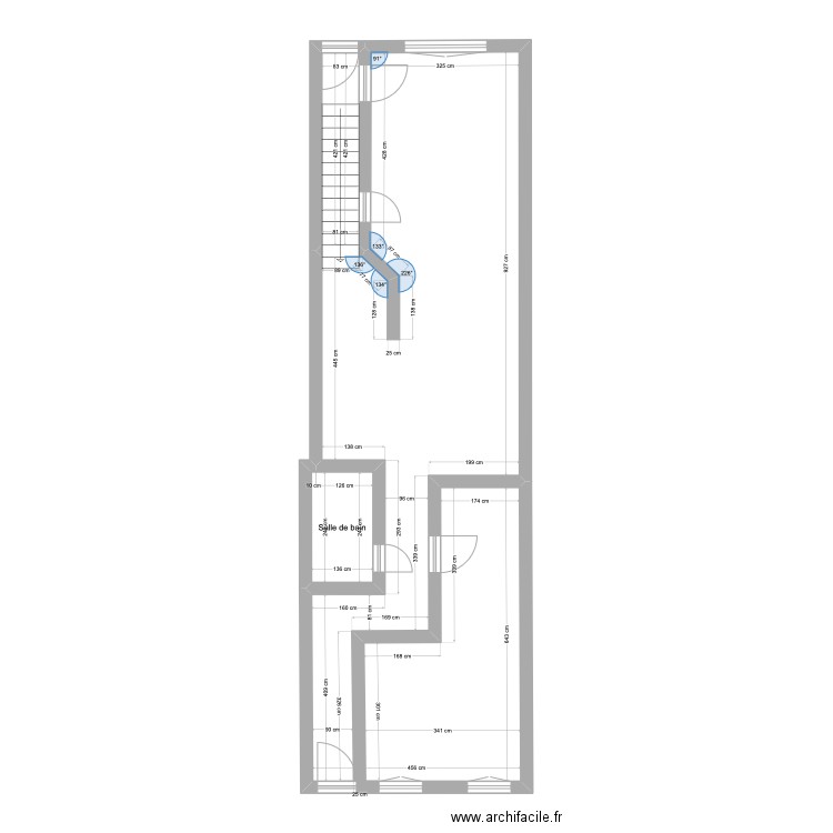 LELONG RDC petite boucherie APRES TRAVAUX. Plan de 3 pièces et 65 m2