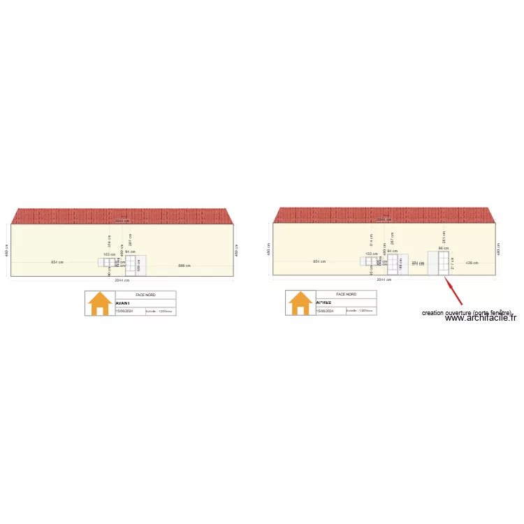 Facade face Nord. Plan de 