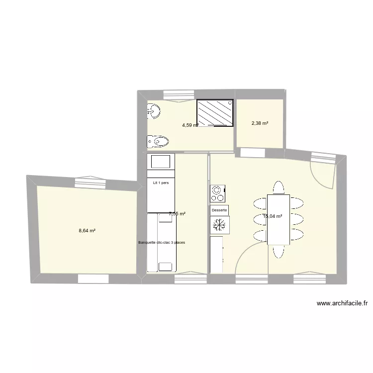 Plan 2. Plan de 5  et 38 m²