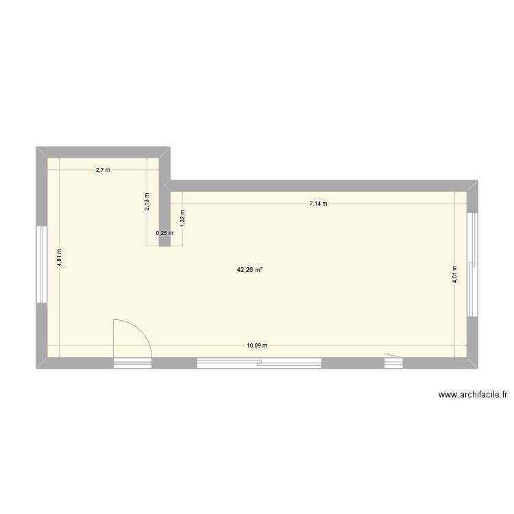Salle à Manger. Plan de 1 pièce et 42 m2