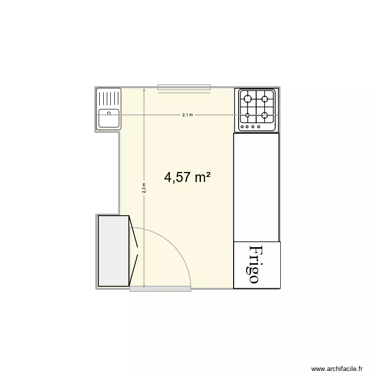 lot cuisine. Plan de 1 pièce et 5 m²