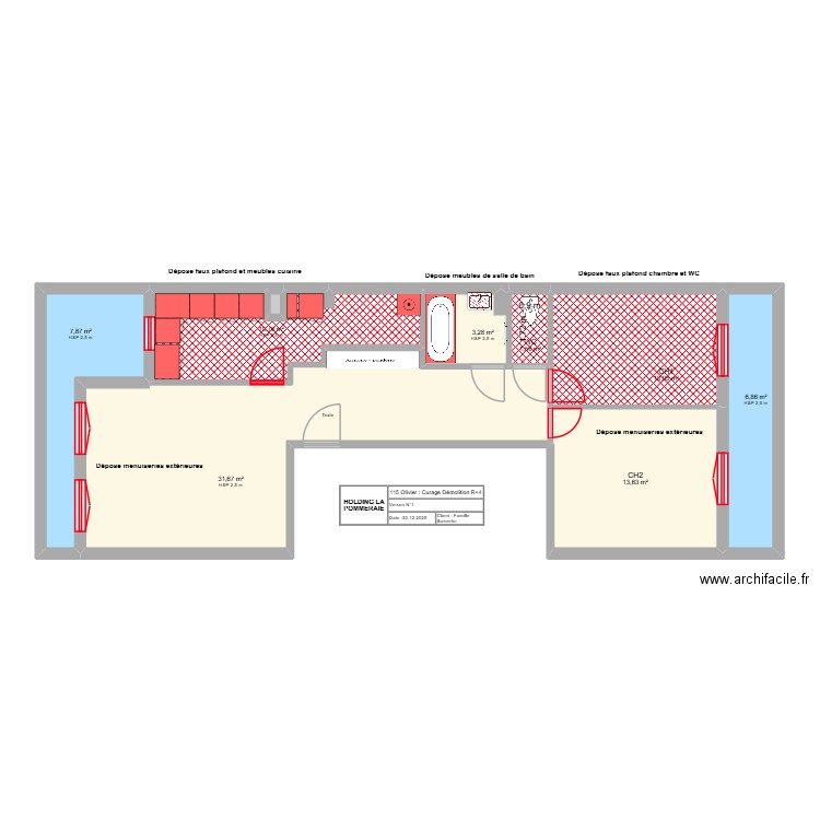 R4 - PROJET BENNEFOI. Plan de 9 pièces et 87 m2