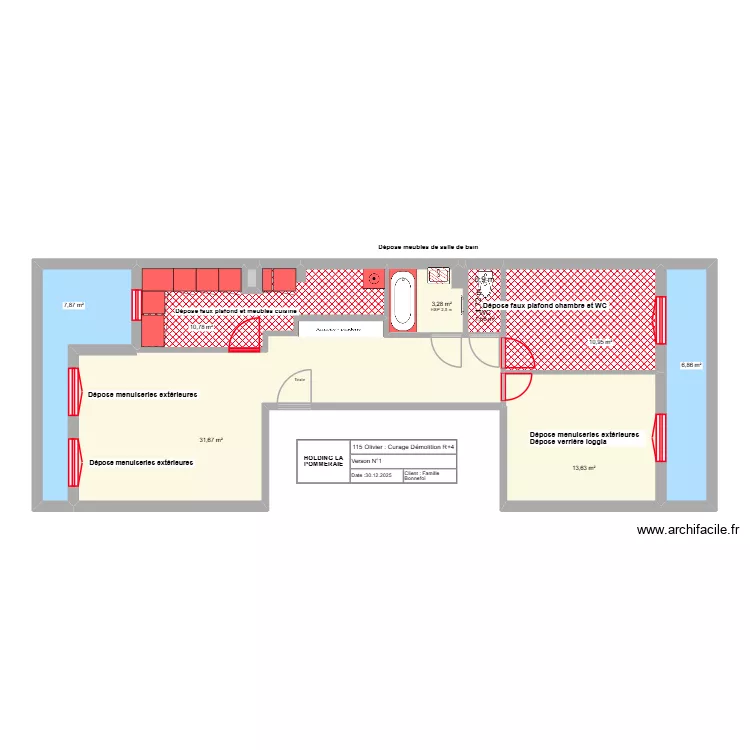 R4 - PROJET BENNEFOI. Plan de 9 pièces et 87 m²