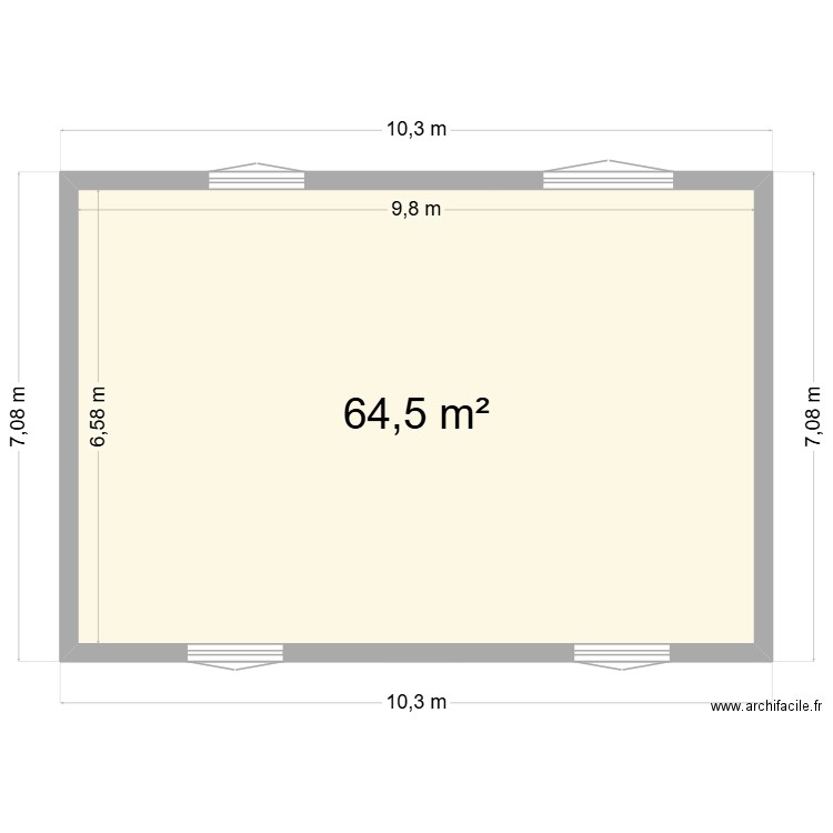 Plan Maison plaine. Plan de 2 pièces et 129 m2