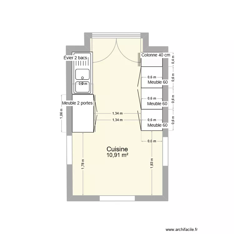 cuisine loge Hôtel de ville. Plan de 1 et 11 m² cuisine loge Hôtel de ville. Plan de 1 et 11 m²