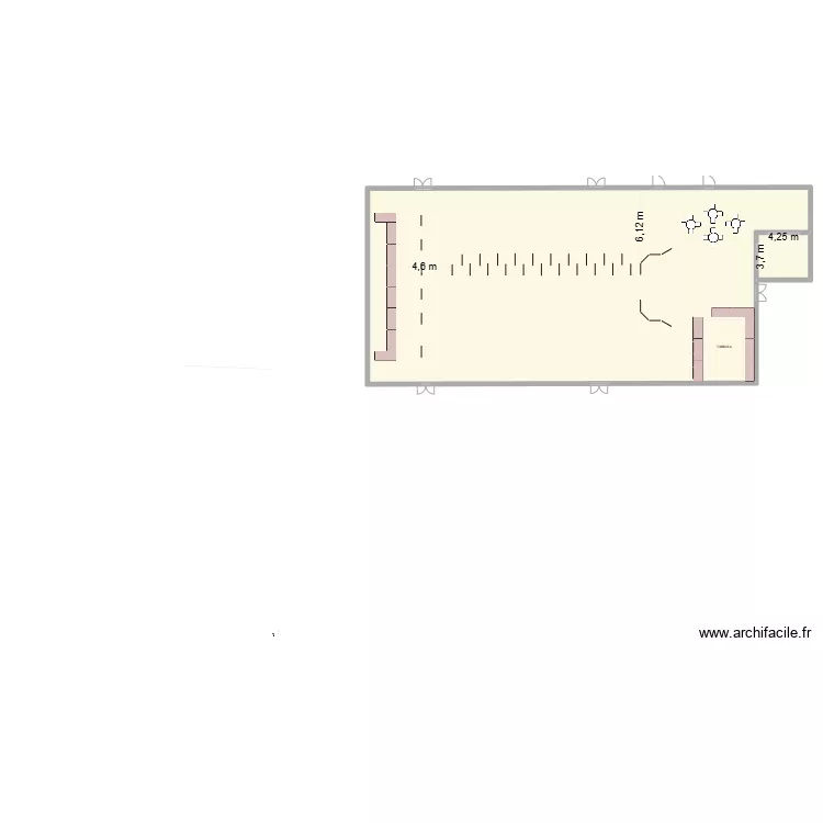 Salle des f&ecirc;tes +bar table. Plan de 