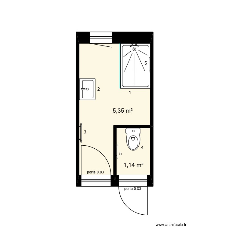 Richard St Quentin projet Soliha. Plan de 2 pièces et 6 m2